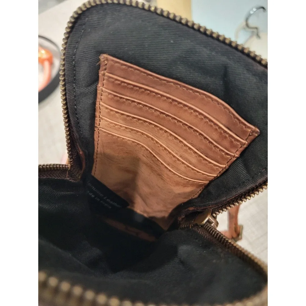 Harbour 2nd Brown Leather Benita Crossbody Phone Bag Anchor Nautical Small Purse